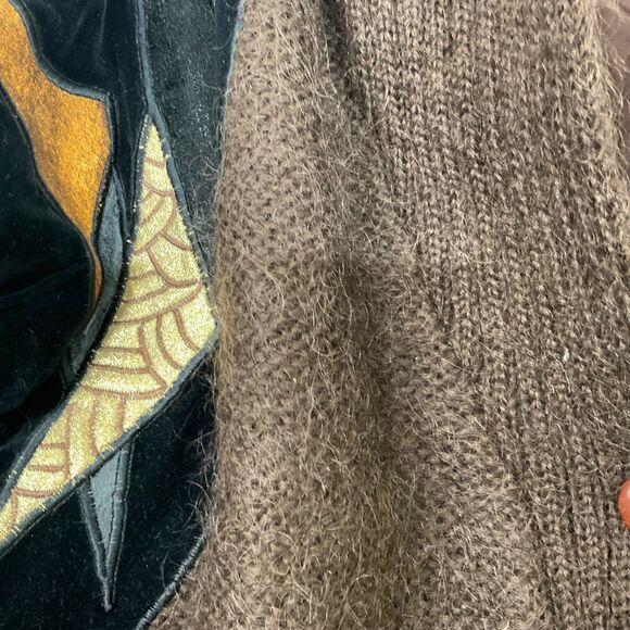 Vintage Cervelle 80s Wool Mohair Cardigan sweater M brown Artsy button up lined - Picture 3 of 12